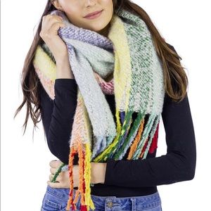 Just Jamie - Rainbow Striped Fringe Noodle Scarf